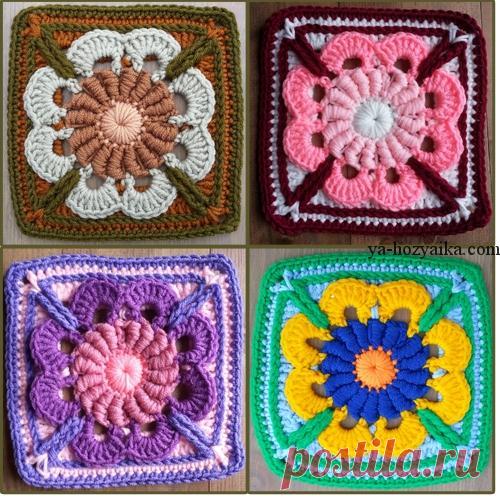Мотив бабушкин квадрат видео урок. Мастер класс вязания квадратного мотива крючком