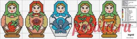 МАТРЕШКИ. ВЫШИВКА КРЕСТОМ