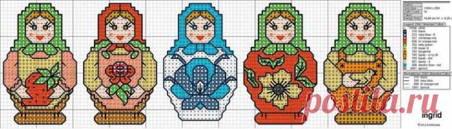 МАТРЕШКИ. ВЫШИВКА КРЕСТОМ