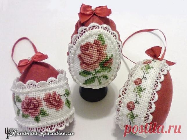 Пасхальные яйца с розами. Схемы вышивки