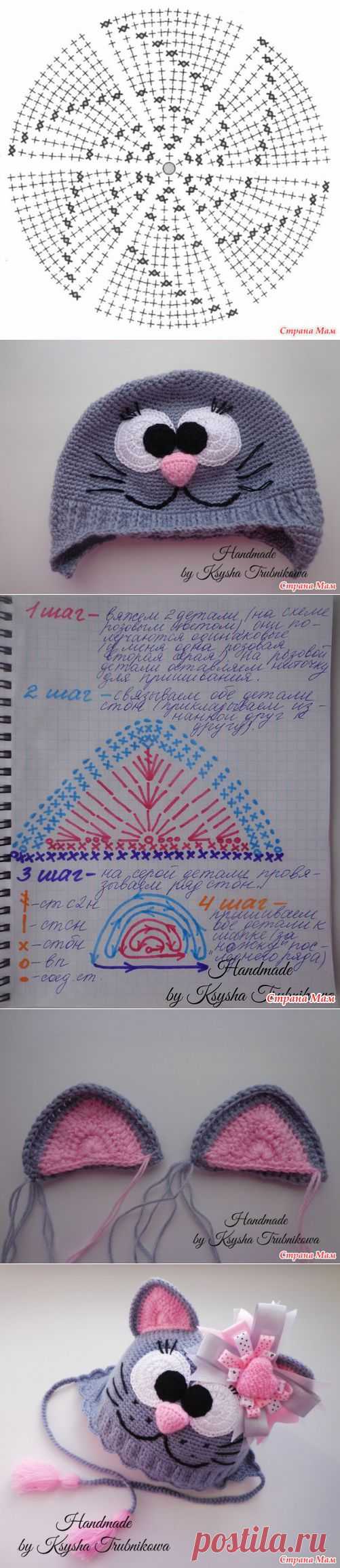 Шапка "Кошка" описание + МК ушек! - В.Г.У. - Вязаные Головные Уборы - Страна Мам