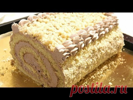 МАСЛЯНЫЙ ЗАВАРНОЙ КРЕМ  Бисквитно - кремовый рулет/Biscuit - cream roll.