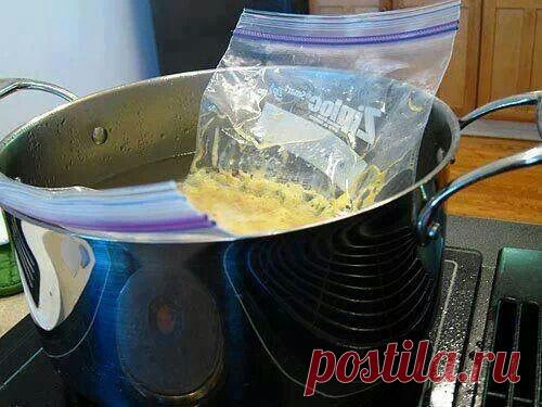 Даешь каждому индивидуальный омлет в пакетике на завтрак!