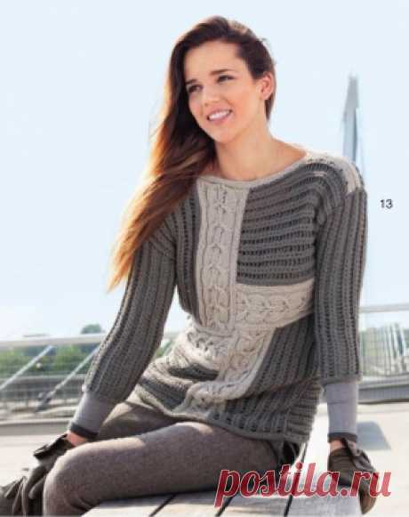 Пуловер в технике пэчворк