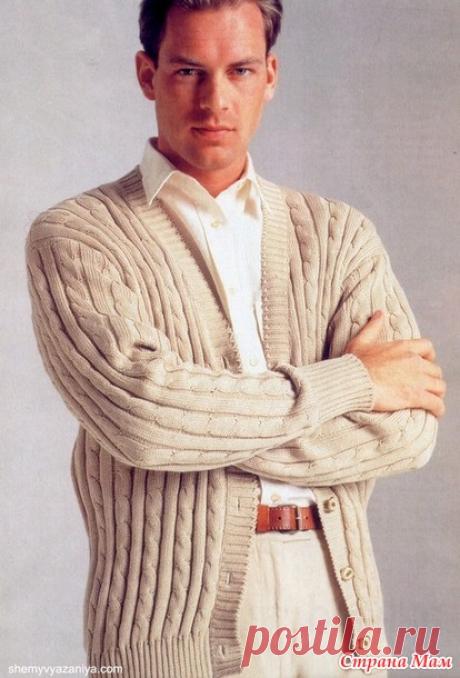 Классический жакет для мужчин. Спицы