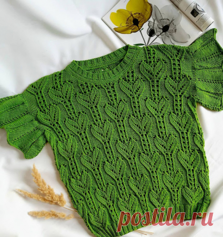 Летний пуловер спицами
