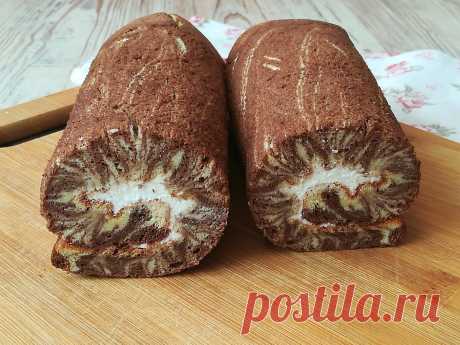 ЭТО НЕ РУЛЕТ ЭТО ПРОСТО СКАЗКА! САМА В ШОКЕ ОТ РЕЗУЛЬТАТА! Вкусный красивый бисквитный рулет «Ураган» - Картинки