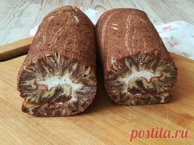 ЭТО НЕ РУЛЕТ ЭТО ПРОСТО СКАЗКА! САМА В ШОКЕ ОТ РЕЗУЛЬТАТА! Вкусный красивый бисквитный рулет «Ураган» - Картинки