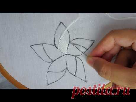 hand embroidery: buttonhole stitch flower,modern flower embroidery