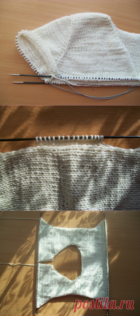 tru-knitting: Имитация втачного рукава сверху вниз. МК