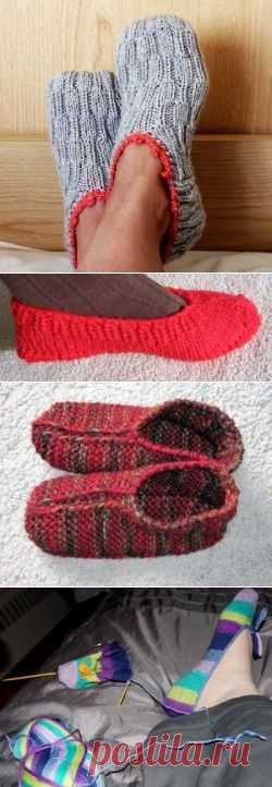 Тапочки спицами: быстрый способ создания оригинальных тапок :: SYL.ru