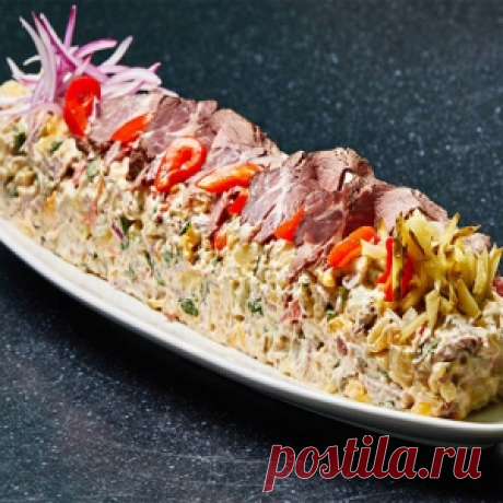 Салат с говядиной и печеным перцем
