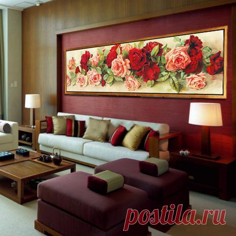 Украшение дома Алмаз Живопись горный хрусталь Вышивка Крестом розы Diy Алмаз Вышивка Цветочные Алмаз Мозаика, Стены, Декор купить на AliExpress