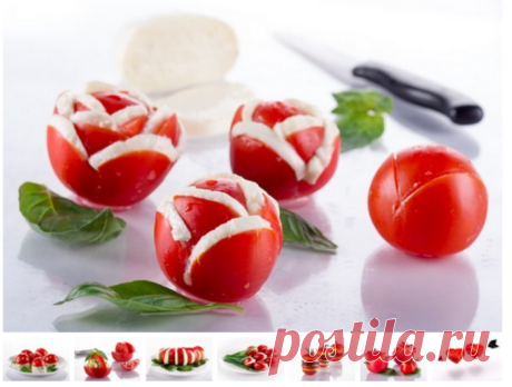 8 простых и красивых закусок из помидоров
