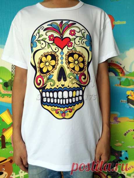 El más nuevo 2019 de moda para hombres de manga corta de diente de oro floral calavera de azúcar camiseta Harajuku divertidas camisetas Hipster cuello redondo cool camisetas-in Camisetas from Ropa de hombre on AliExpress