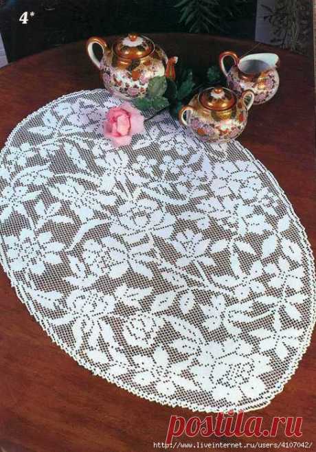 Филейные салфетки крючком - схемы (28 вариантов)