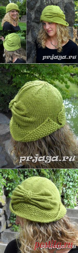 Шляпа спицами со складкой-бантом