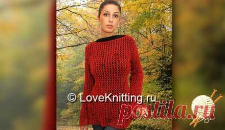 Сетчатый пуловер | Loveknitting.ru