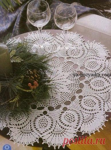 Красивая салфетка крючком схема. Большая салфетка  вязание крючком.