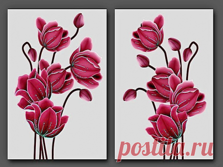 Диптих Цветы - Схемы вышивки - Miss_Ikss - Авторы - Портал «Вышивка крестом»