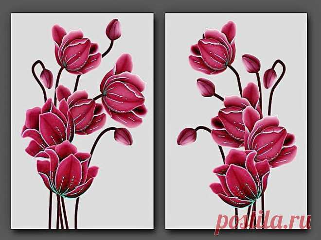 Диптих Цветы - Схемы вышивки - Miss_Ikss - Авторы - Портал «Вышивка крестом»