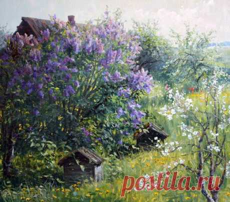 луг.околица.домишко. худ.Василий Жданов.
