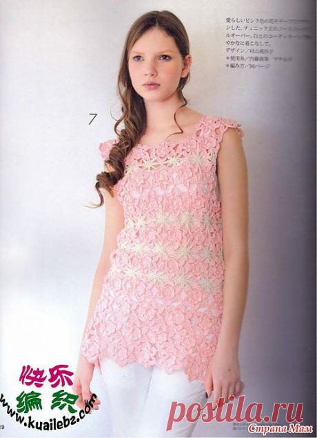 Нежная туника из цветочных мотивов. Крючок.: Дневник группы "ВЯЗАНАЯ МОДА+ ДЛЯ НЕМОДЕЛЬНЫХ ДАМ" - Страна Мам
