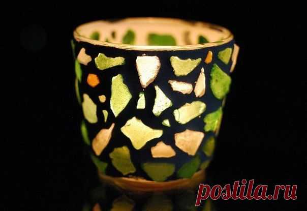 Подсвечник в стиле мозаики