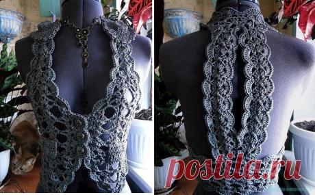 Красивое вязание | Стильная жилетка крючком