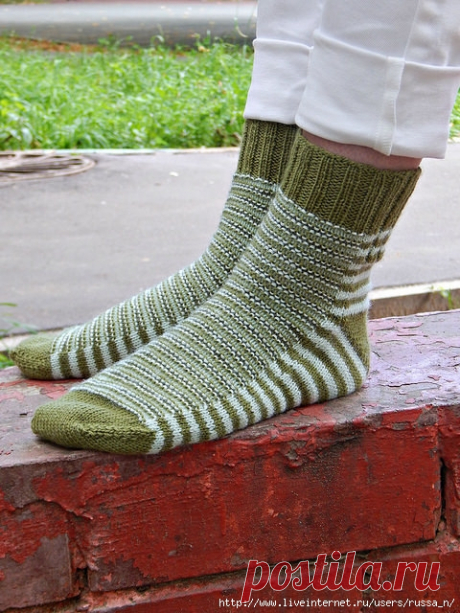 Носки от мыска полосатые "Caterpillar socks"(Гусеницы) by Olga Shkuta