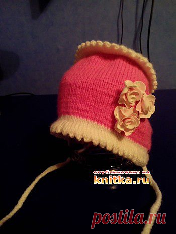 Шапочка для внучки из рубрики Работы наших читателей. Вязание спицами модели и схемы на kNITKA.ru