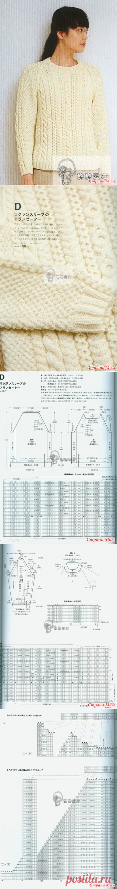 Пуловер спицами(араны) - Вязание - Страна Мам