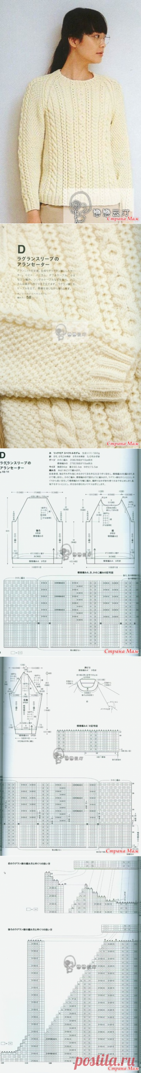 Пуловер спицами(араны) - Вязание - Страна Мам