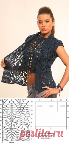 Ажурные жилеты, связанные крючком