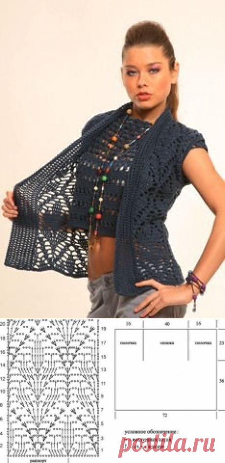 Ажурные жилеты, связанные крючком