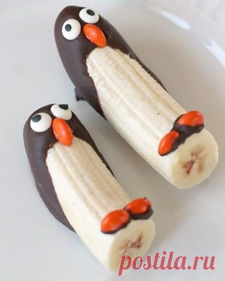 Пингвины из банана и шоколада - Простые рецепты Овкусе.ру
