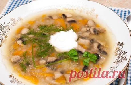 Грибной суп из шампиньонов на курином бульоне | Raznosole.com