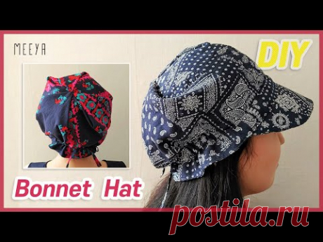 DIY Bonnet Hat |bandana|보넷 두건 만들기|모자두건|Scrub cap|Sun Hat|tutorial|반다나|Hair scarf|헤어스카프|ボンネットハット