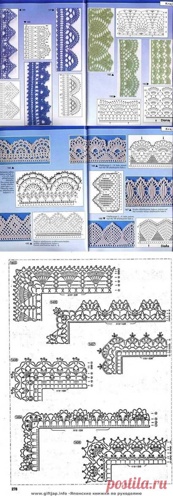 Many Free crochet edging diagram, chart patterns. | Вязание крючком.Узоры