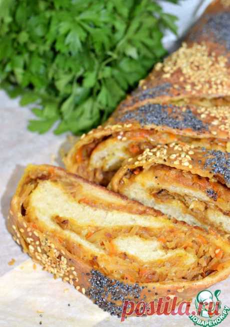 Вкуснейший пирог-рулет с жареной капустой