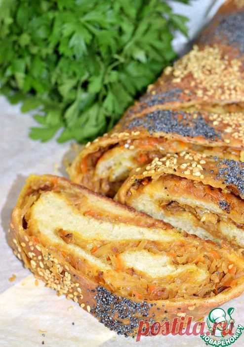 Вкуснейший пирог-рулет с жареной капустой