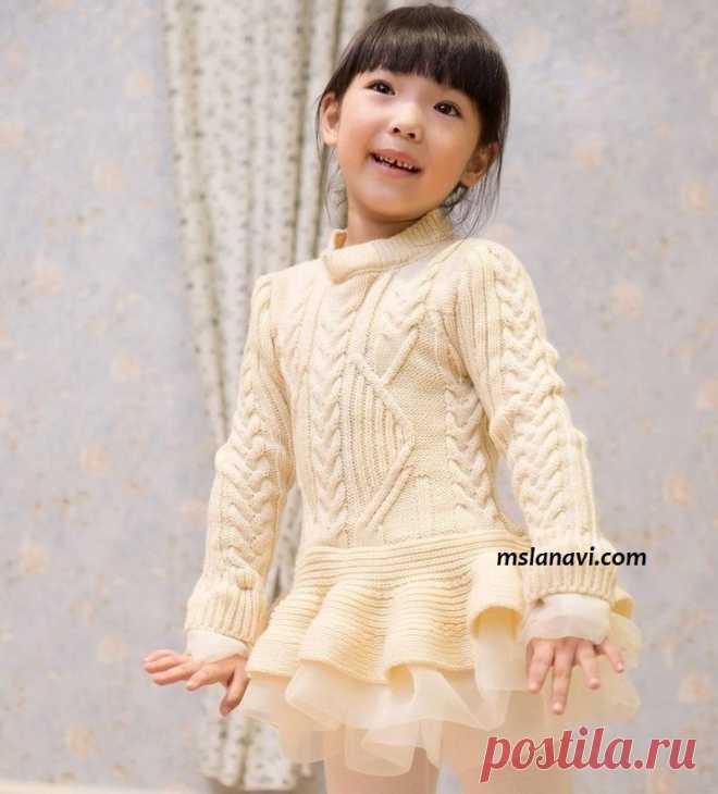 Детское вязаное платье спицами | Вяжем с Лана Ви