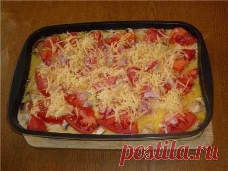 мясо запеченное с овощами под соусом бешамель