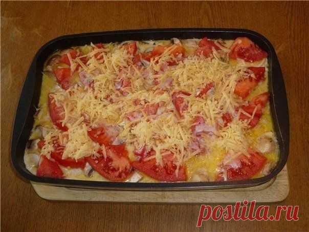 мясо запеченное с овощами под соусом бешамель