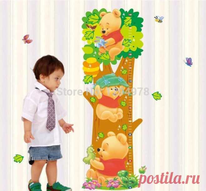 Мультфильм винни пух животных измерение высоты DIY настенные наклейки детская детская комната росписи декора дома наклейка LM2001 купить на AliExpress
