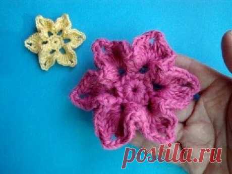 Вязаный цветок Урок 18 How to crochet flower Flor de punto - YouTube