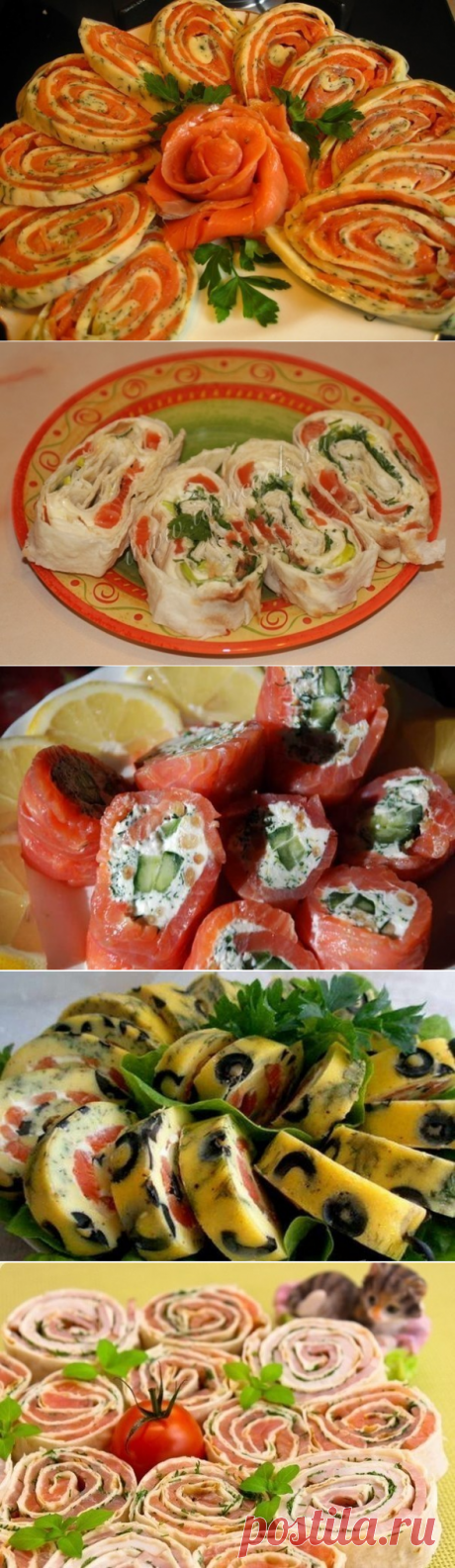 Закусочные рулеты с красной рыбой для новогодних праздников