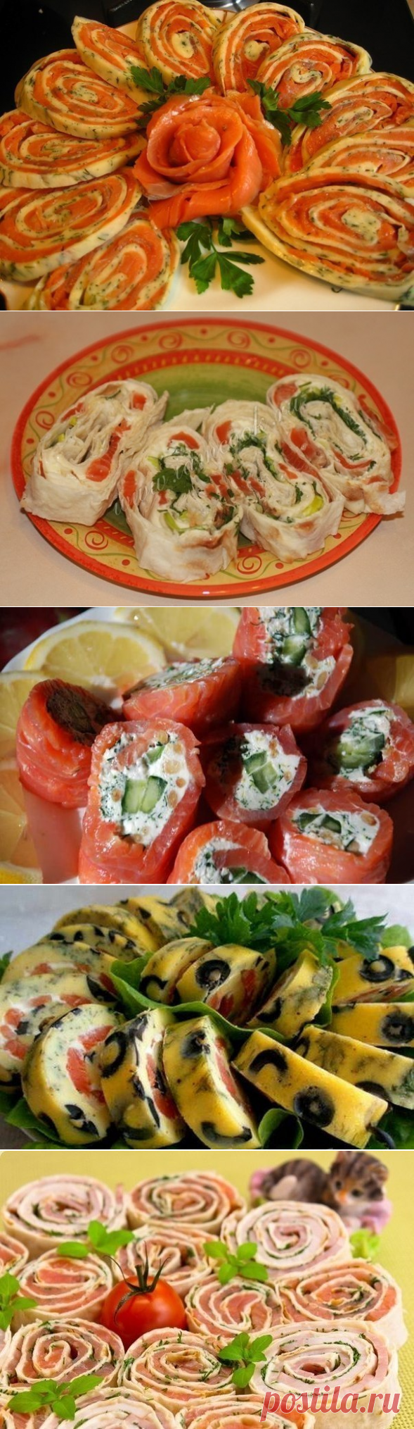 Закусочные рулеты с красной рыбой для новогодних праздников