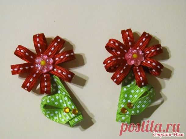 Маленькие заколочки из репсовых лент - Бантики для девочек - Страна Мам