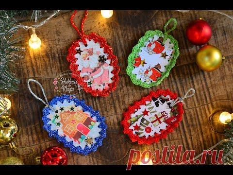 (Рождественские открытки) Техники вязания крючком и многие советы.